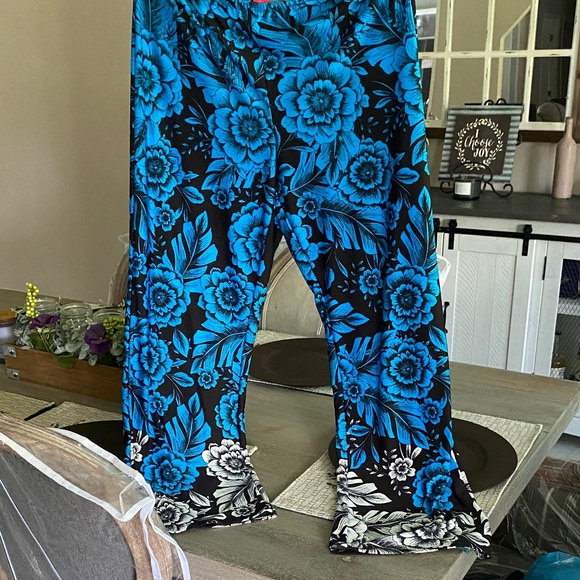 Sunny Leigh Pants - Sunny Leigh Blue and Black Floral Pants